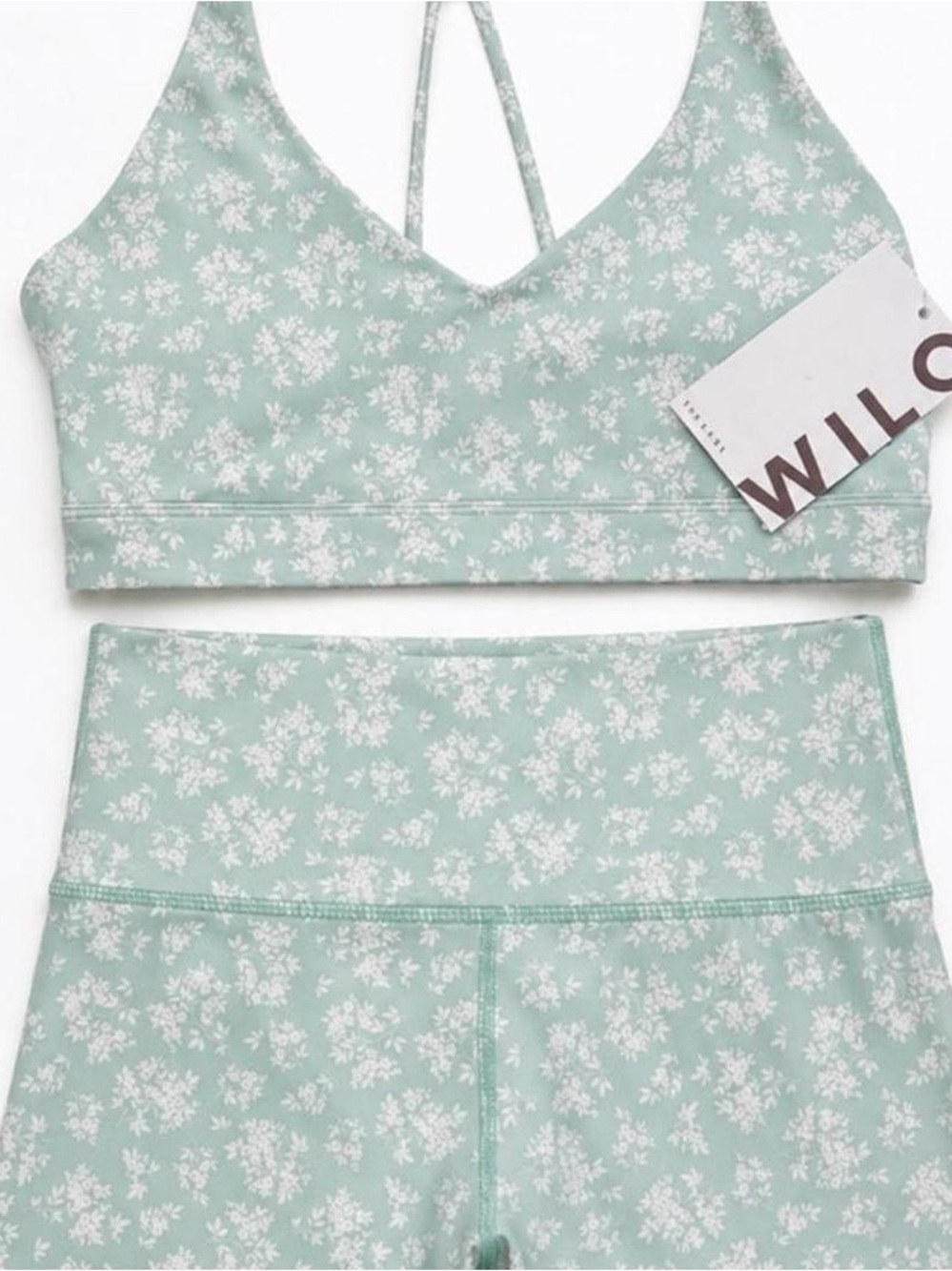 WILO the label women’s sage green floral sports bra size xs